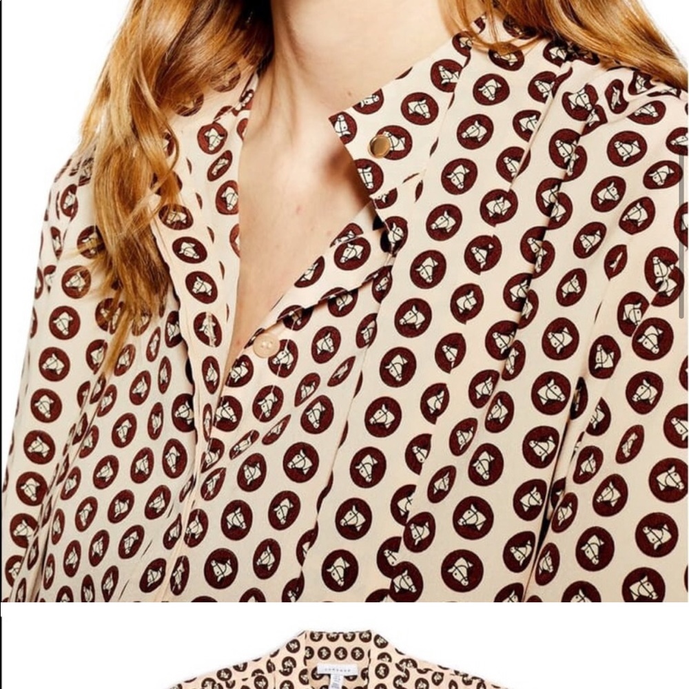 Top Shop Button, Horse print.